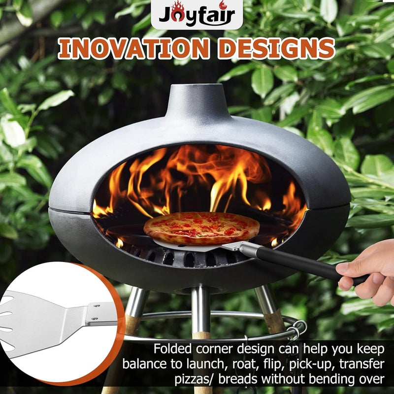 Joyfair 9 Inch Pizza Peel Turning, Perforated Pizza Turner with Long Detachable Handle, Stainless Steel Spatula Paddle for Rotating Sliding, Metal Tools Oven Accessories, Oven-safe & Easy Cleanup - Image 4